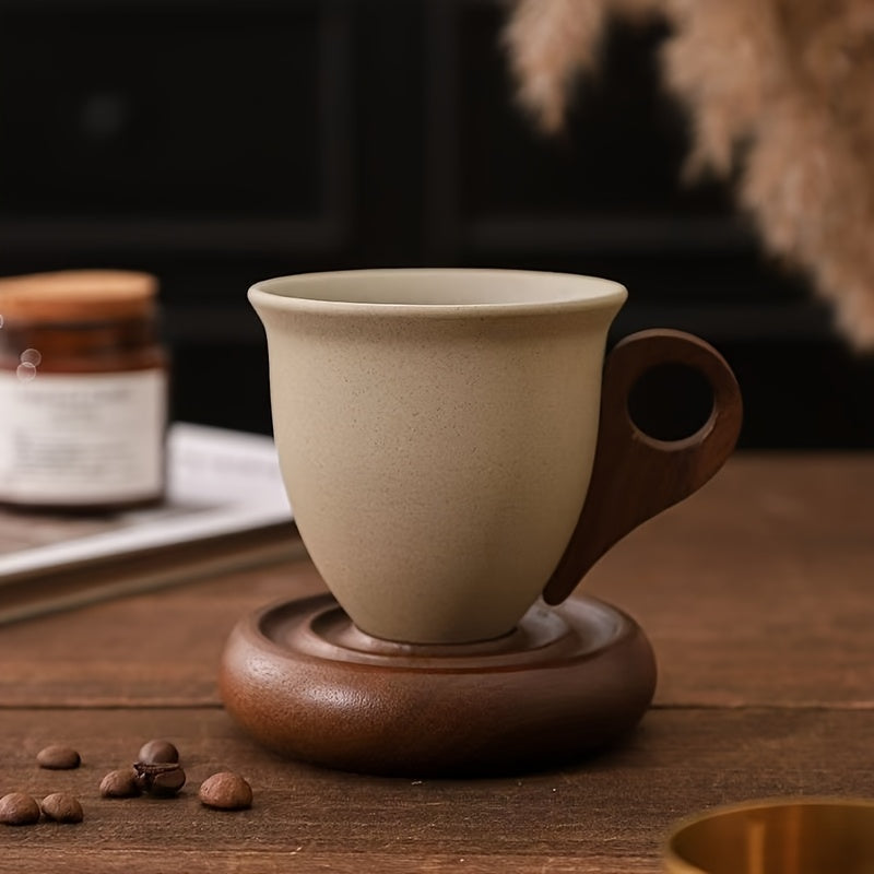 Ceramic Coffee Cup And Saucer Set | 7.44oz Round Ceramic Mugs With Base, Ideal For Cafes, Restaurants, Home Use, And Gifting