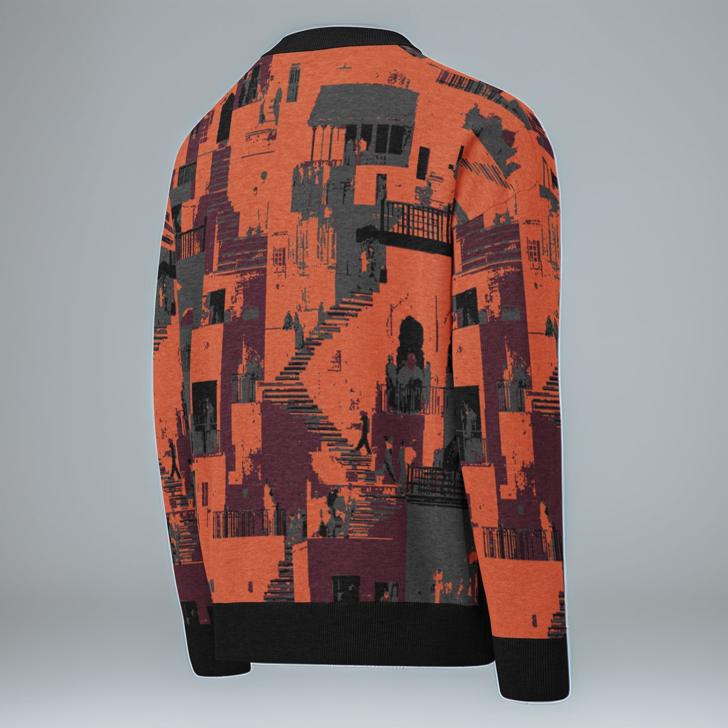 Tetrix City Layers Collage – Relaxed Fit Knitted Crew Neck Sweater