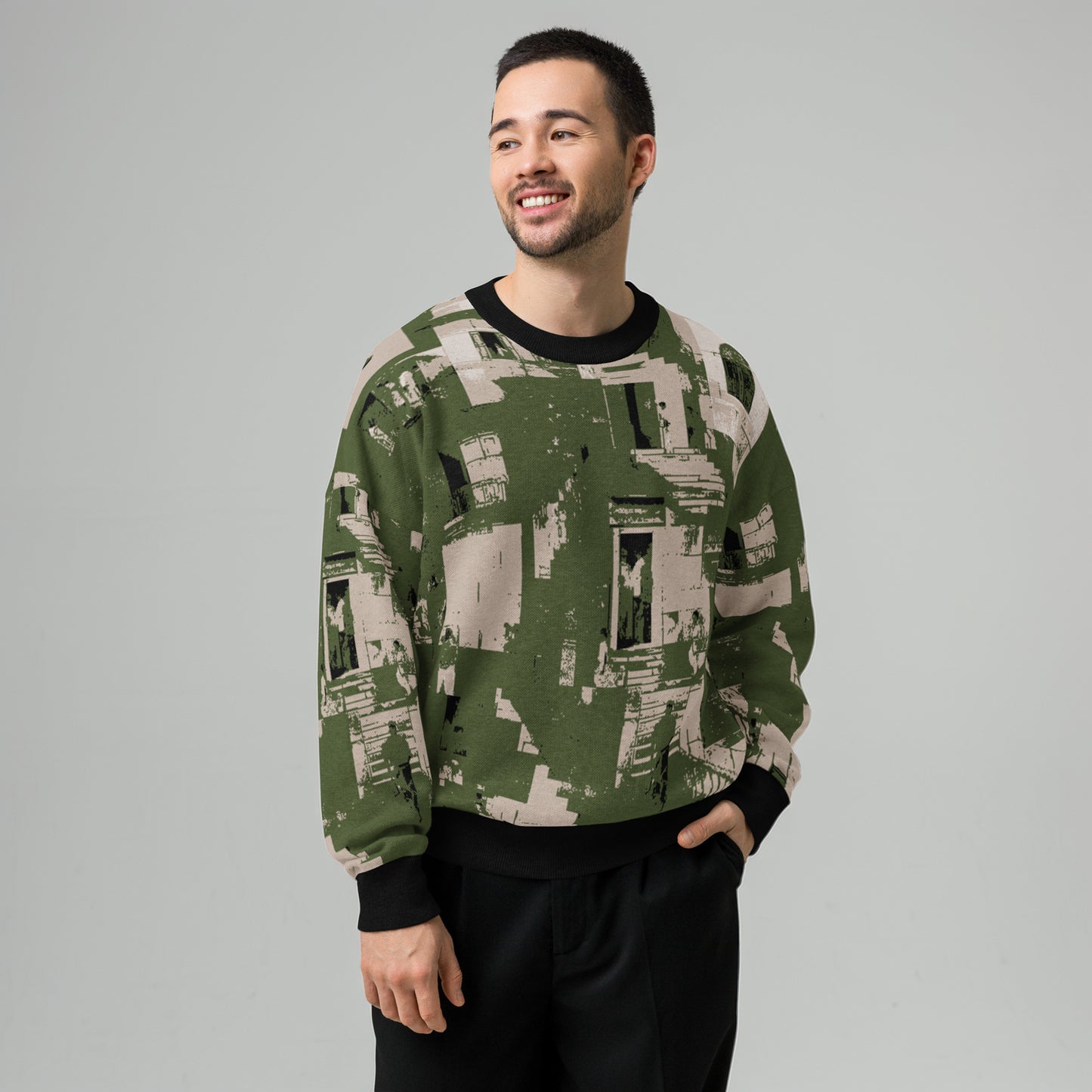 Tetrix Urban Collage – Relaxed Fit Knitted Crew Neck Sweater
