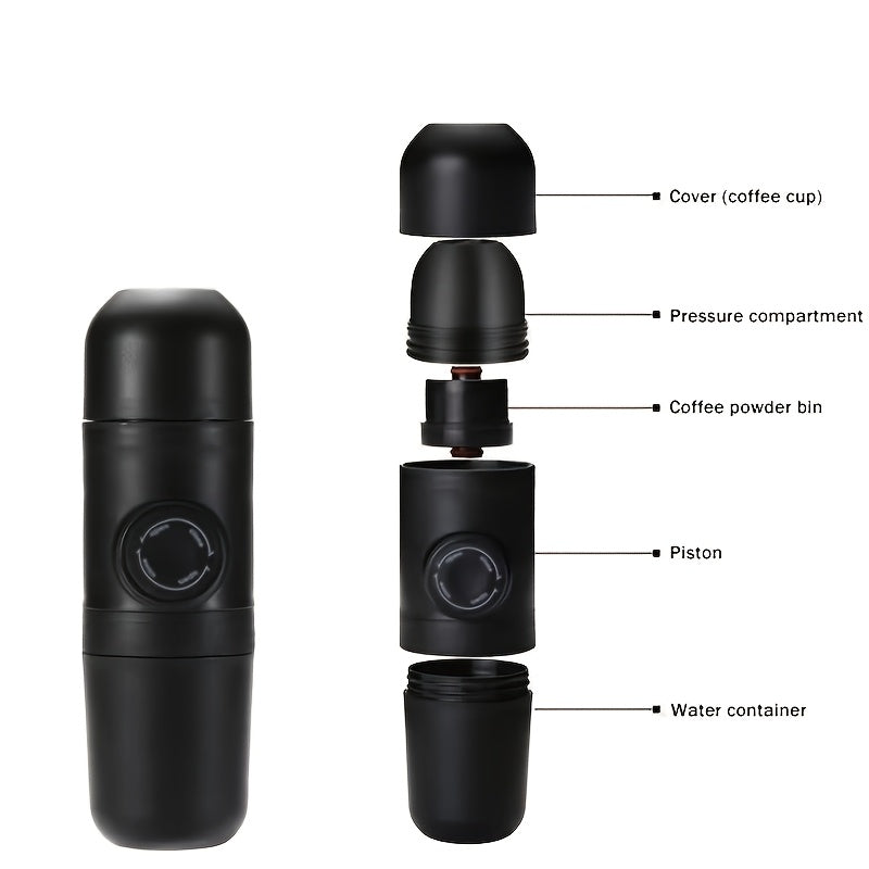 Portable Espresso Machine | Capsule Design, Easy to Carry, Travel Coffee Machine, Manual Operation, Easy to Clean, Plastic, Modern Style, <33.81oz Capacity, No Electricity Needed
