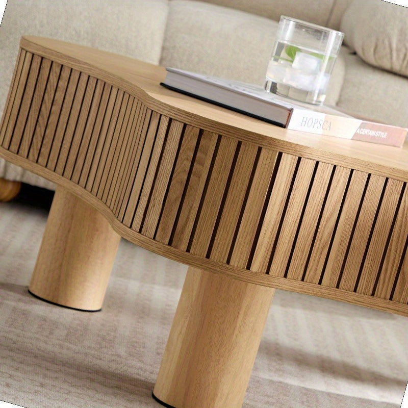 Modern Drum Coffee Table – Handcrafted Irregular Pedestal Center Table