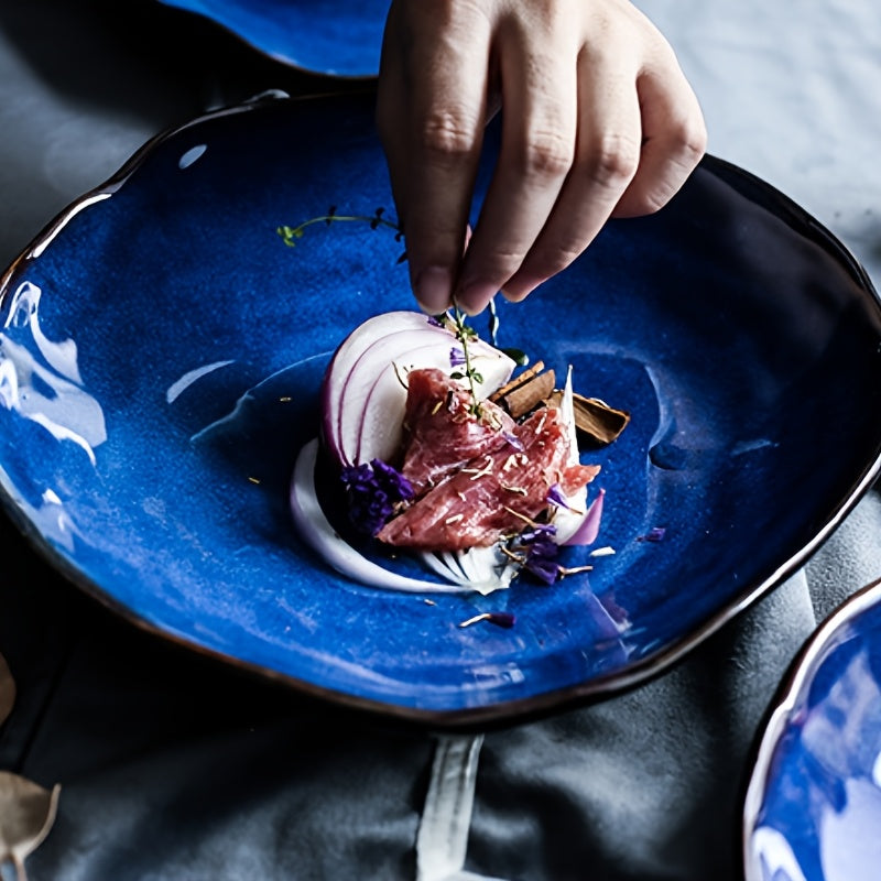 Scandinavian Irregular Ceramic Dinnerware Set (20-Piece) – Cat’s Eye Blue Tableware