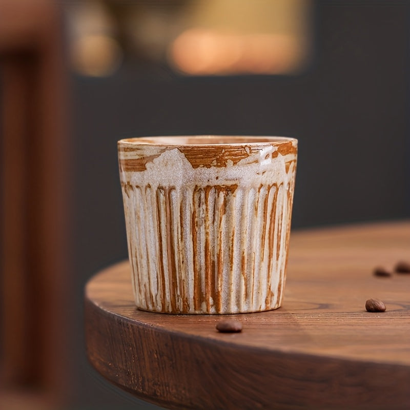 [Coffee Cup, Espresso Mug] Ceramic Straight-Rim Coffee Cup, Small Espresso Cup, Kiln-Transformation Glaze Handcrafted Creative Mug, Matcha Tea Cup, Middle Eastern Cup, Breakfast Cup, Milk Cup, Latte Cup, Water Cup, Aesthetic