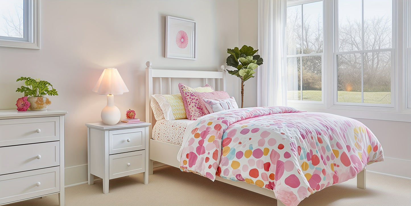 16" Minimalist Ceramic Small Table Lamp, Playful White Wavy Linen Shade, E12 Socket, Handcrafted Accent Lamps for Living Room End Tables, Girl Bedroom Bedside, Dining Room, Kitchen (Bulb Not Included)