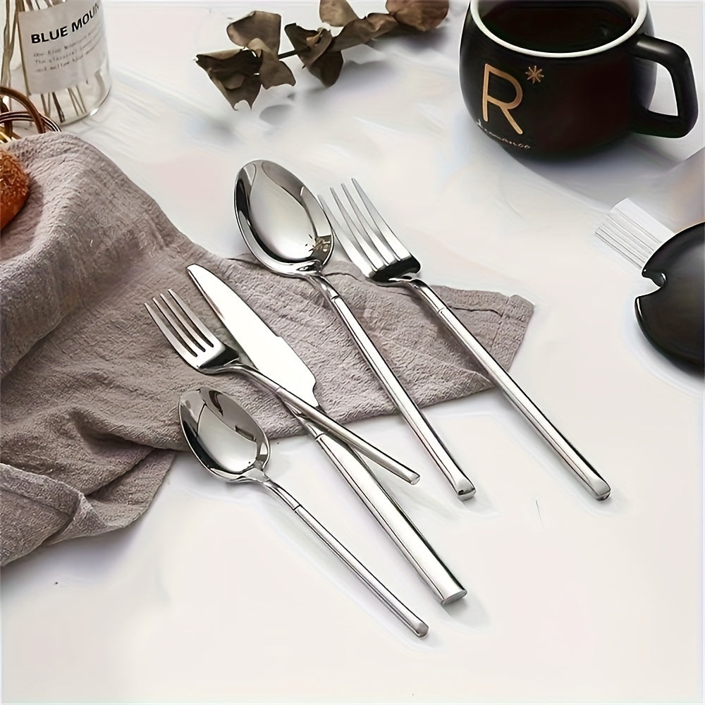 30pcs Silverware Set Service for 6, Premium Stainless Steel & Mirror Polished Flatware Set, Include Fork, Knife, Spoon, Suitable for Home, Kitchen, Restaurant, Durable and Corrosion Resistant, Dishwasher Safe