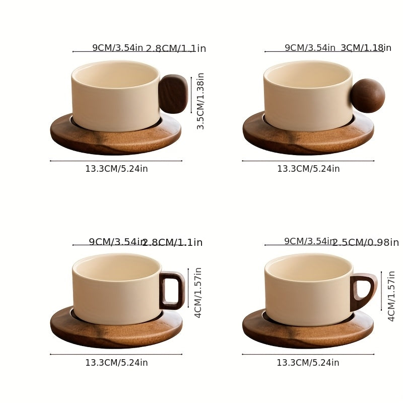 1 Set 250ml Milky White Ceramic Coffee Cup and Saucer Set/Classic Straight Design/Heat-Resistant Handmade Coffee Cup/Mug/Latte Art Cup/Suitable for Coffee Art/Tea Cup/for Home/Cafes/Gifting
