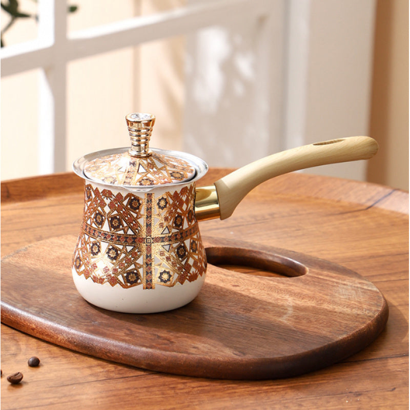 [Stainless Steel | Turkish] Stainless Steel Turkish Coffee Pot | 720ml, Long Handle, Portable Butter Warmer & Chocolate Melter, Heavy-Duty 201 Steel, Traditional, for Camping, Picnics