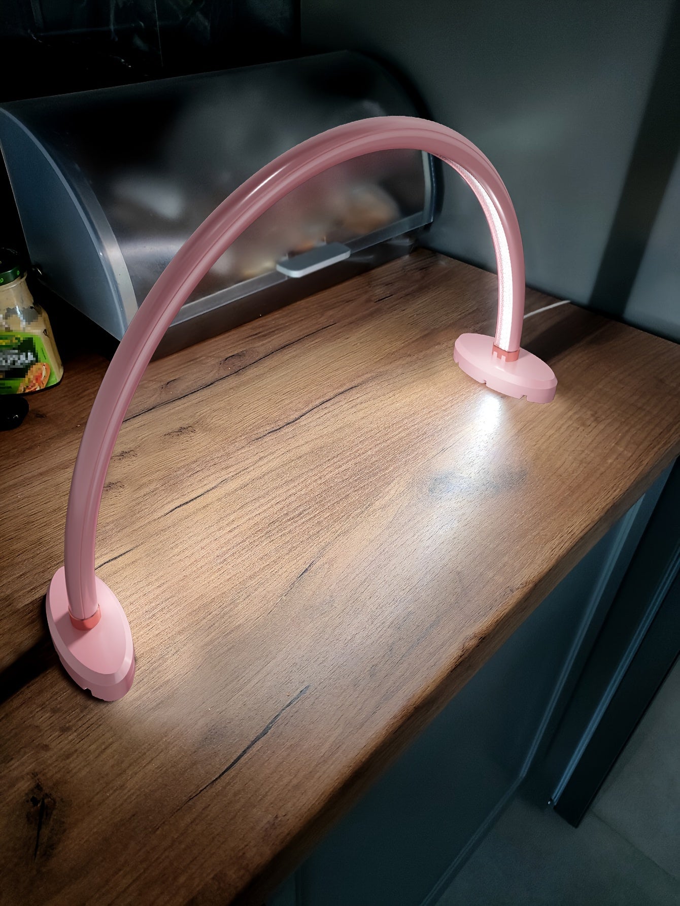 1pc Aluminum Alloy 3 Color Temperatures Dimmable Half-Moon Desk Lamp - USB-Powered Arch Light with Polished Finish for Nail Art, Crafts, Reading & Nightstand Use, Craft Lighting | Sleek Design | Adjustable Brightness, Desk La