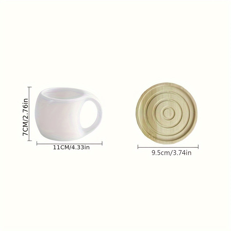 [Coffee and Saucer] Concentrated Coffee and Saucer with Handle, Suitable for Coffee Drinks, Latte, Cappuccino, Mocha, 4oz Coffee, Ideal for Cafes and Parties, White