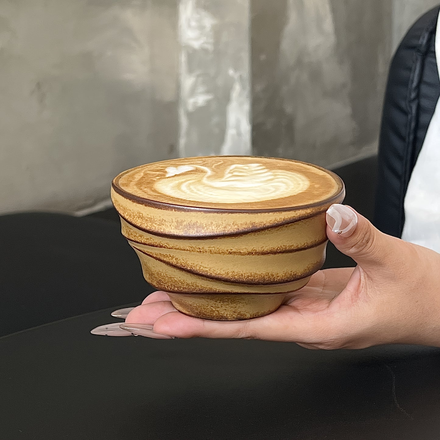 [Vintage Ceramic Coffee Cup] Vintage Rustic Ceramic Bamboo-Section Coffee Cup | Kiln-Altered Handheld Mug, Creative Unique-Shaped Latte Art Mug