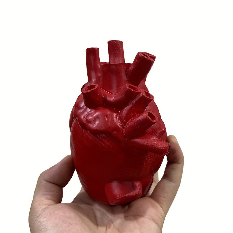 1pc Anatomical Heart Vase For Flowers, Resin Heart Shape Vases For Flowers, Heart Sculptures Desktop Ornament For Home Shelf Table Centerpieces