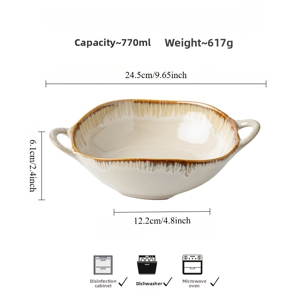 Handmade Ceramic Bowl Set (2-Pack) – Serving Bowls for Noodles, Salad & Dessert