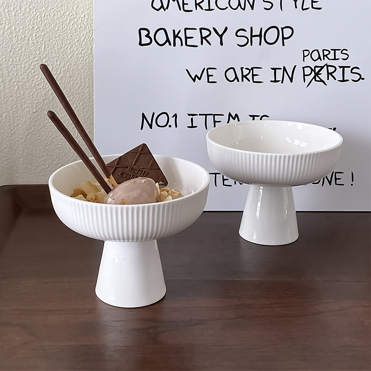 Handcrafted Ceramic Yogurt Bowl (1 Piece) – High-Leg Dessert & Breakfast Cup