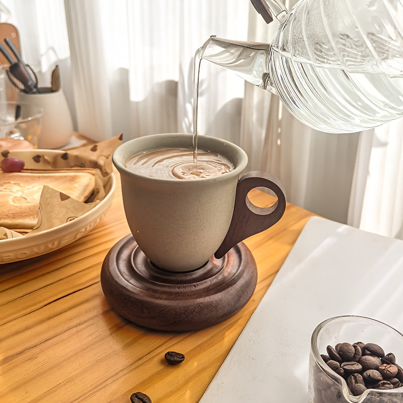 Ceramic Coffee Cup And Saucer Set | 7.44oz Round Ceramic Mugs With Base, Ideal For Cafes, Restaurants, Home Use, And Gifting