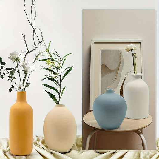 4pcs Ceramic Vase Set, Contemporary Morandi Color Decor, Mini Vases For Dried & Pampas Grass, Modern Farmhouse Home Decor, Assorted Sizes