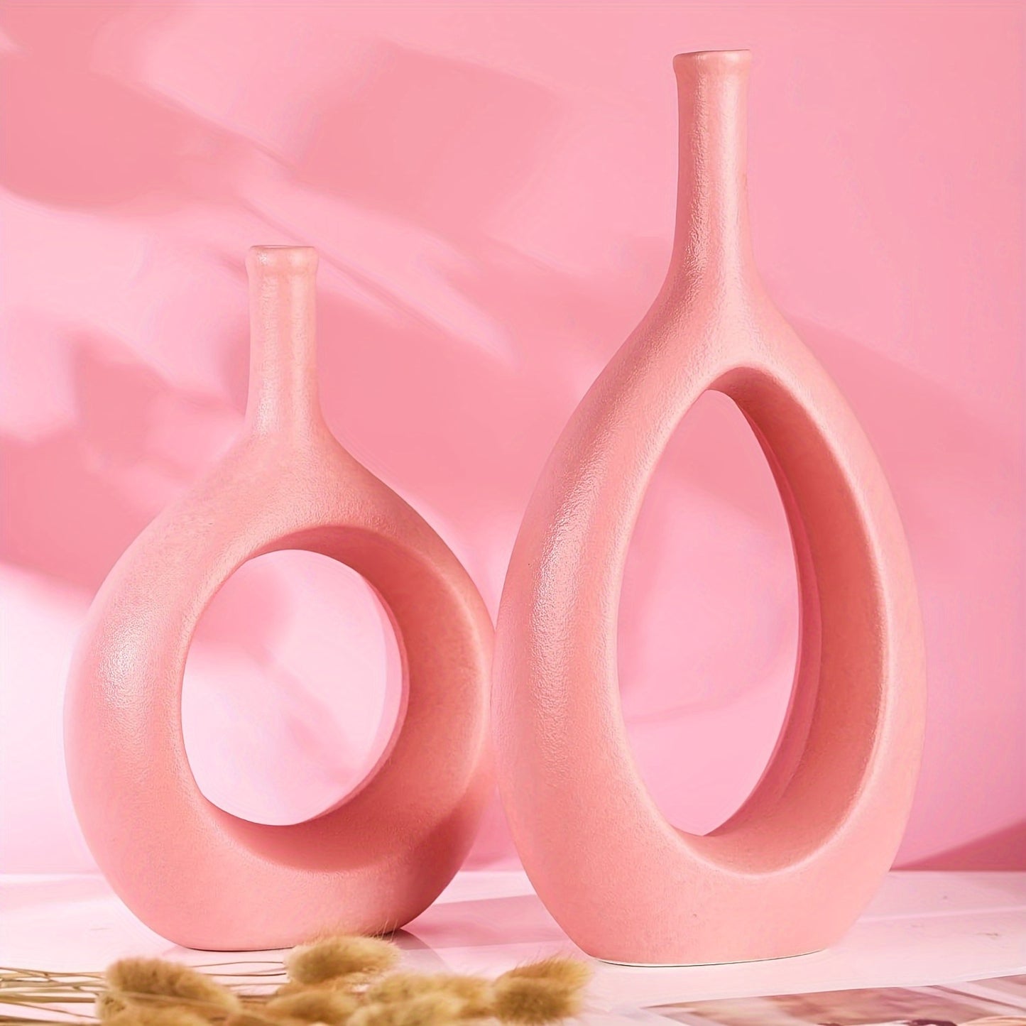 Set of 2 Ceramic Vases for Home Decor, Perfect for Flowers, Weddings, and Centerpieces - Ideal for Living Room, Kitchen, Bathroom, and Office Tables