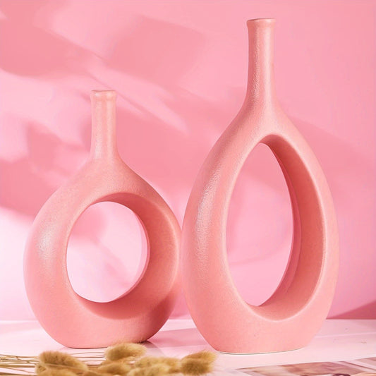 Set of 2 Ceramic Vases for Home Decor, Perfect for Flowers, Weddings, and Centerpieces - Ideal for Living Room, Kitchen, Bathroom, and Office Tables