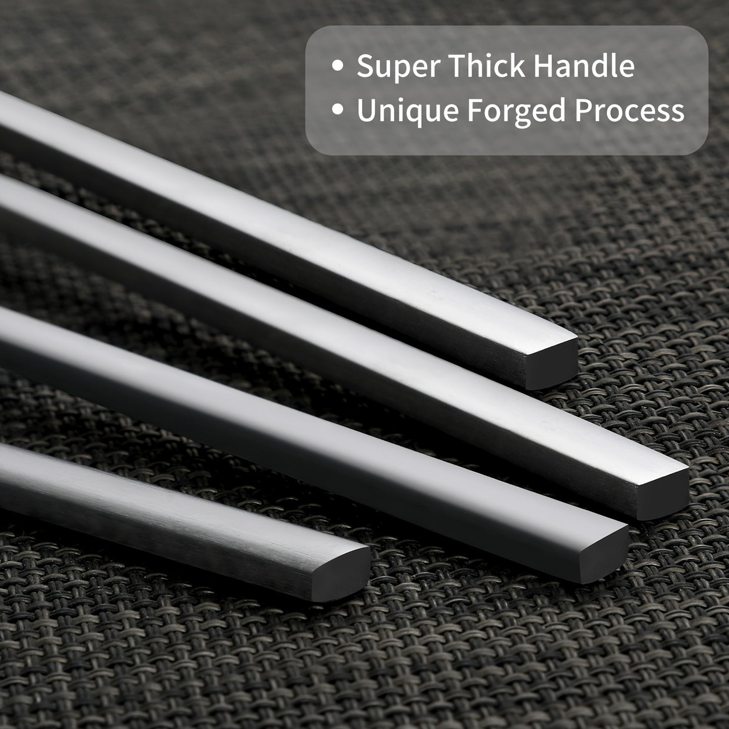 40pcs Matte Silvery Tableware Set Flat Tableware Set Matte Stainless Steel Tableware Set with Rectangular Handle Wedding Gift Family Hotel Daily Restaurant Activity Use Housewarming 8-person Gift Service