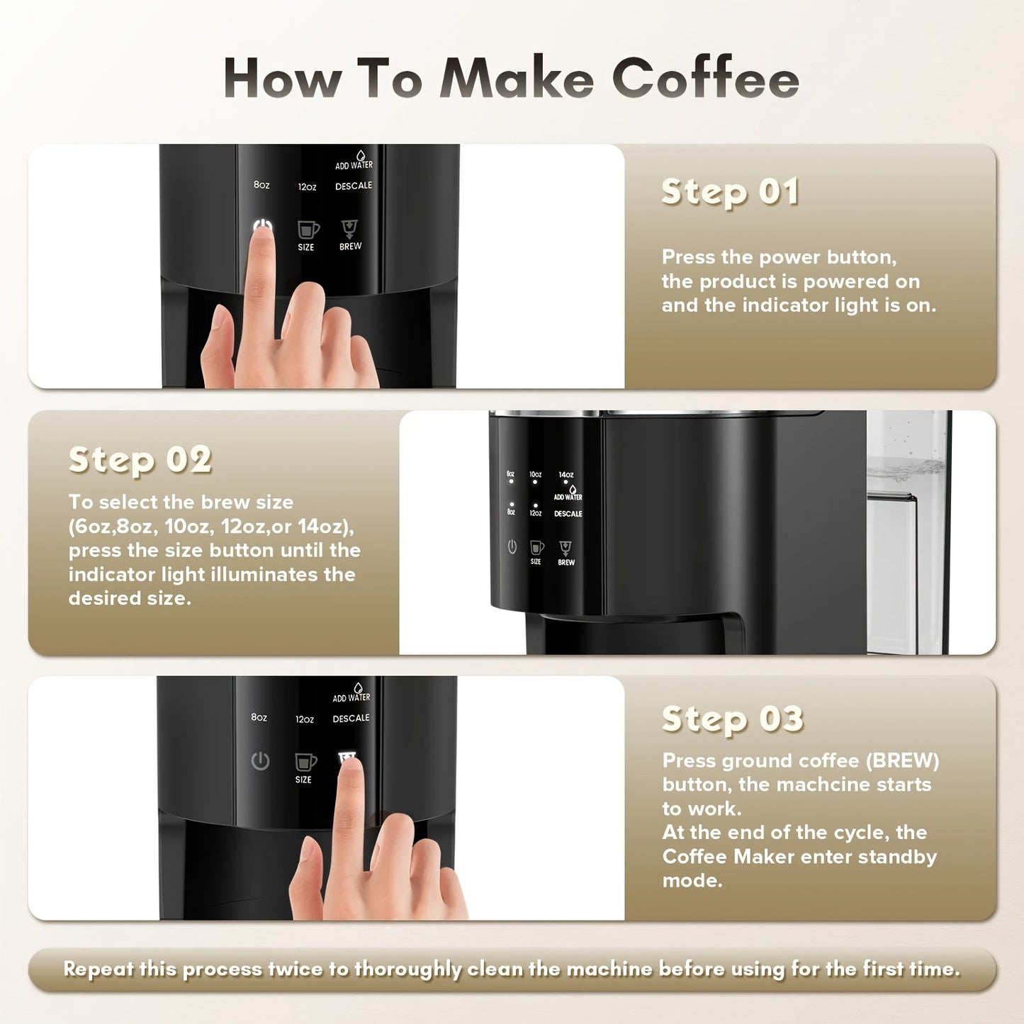 Coffee Maker, Drip Coffee Machine, 14-Cup/5-Cup Glass Carafe, 24 Hours Programmable Coffee Brewer, Keep Warm, Washable Filter, Stainless Steel, Silver/Black