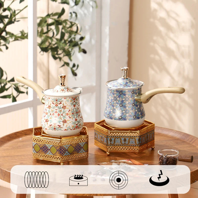 [Stainless Steel | Turkish] Stainless Steel Turkish Coffee Pot | 720ml, Long Handle, Portable Butter Warmer & Chocolate Melter, Heavy-Duty 201 Steel, Traditional, for Camping, Picnics