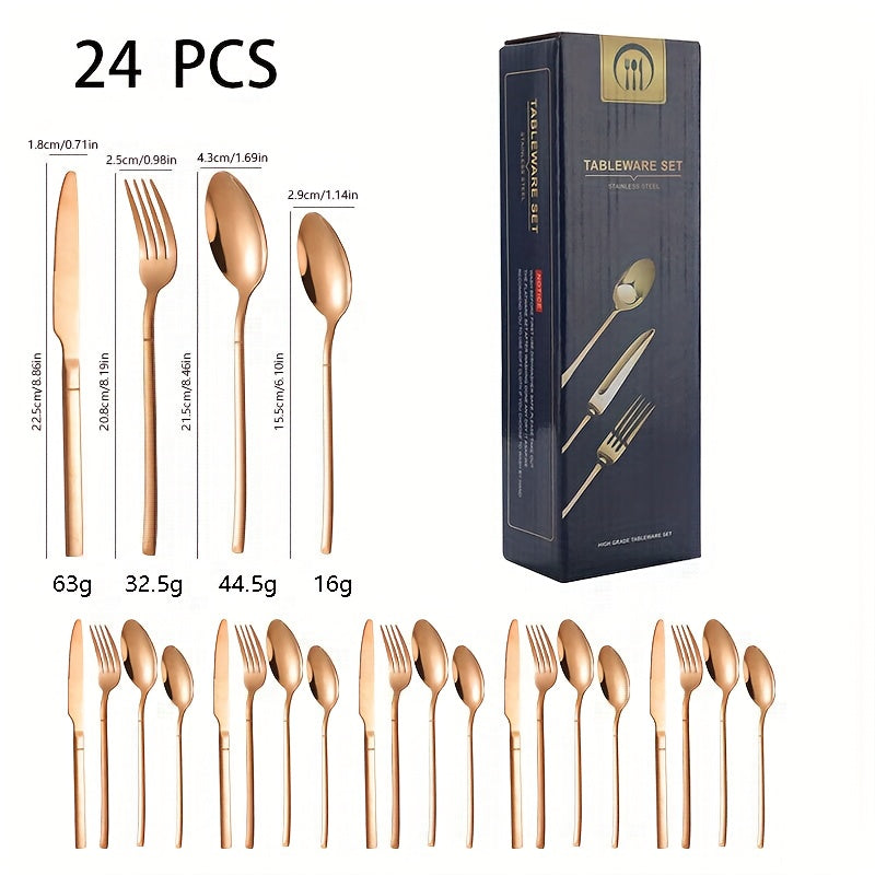 24/48/72pcs Stainless Steel Flatware Set - Knife Fork Spoon, Rust-Resistant & Durable, Ideal for Restaurant, Catering, Gift, Hotel Tableware Wholesale-Halloween Thanksgiving Day Christmas