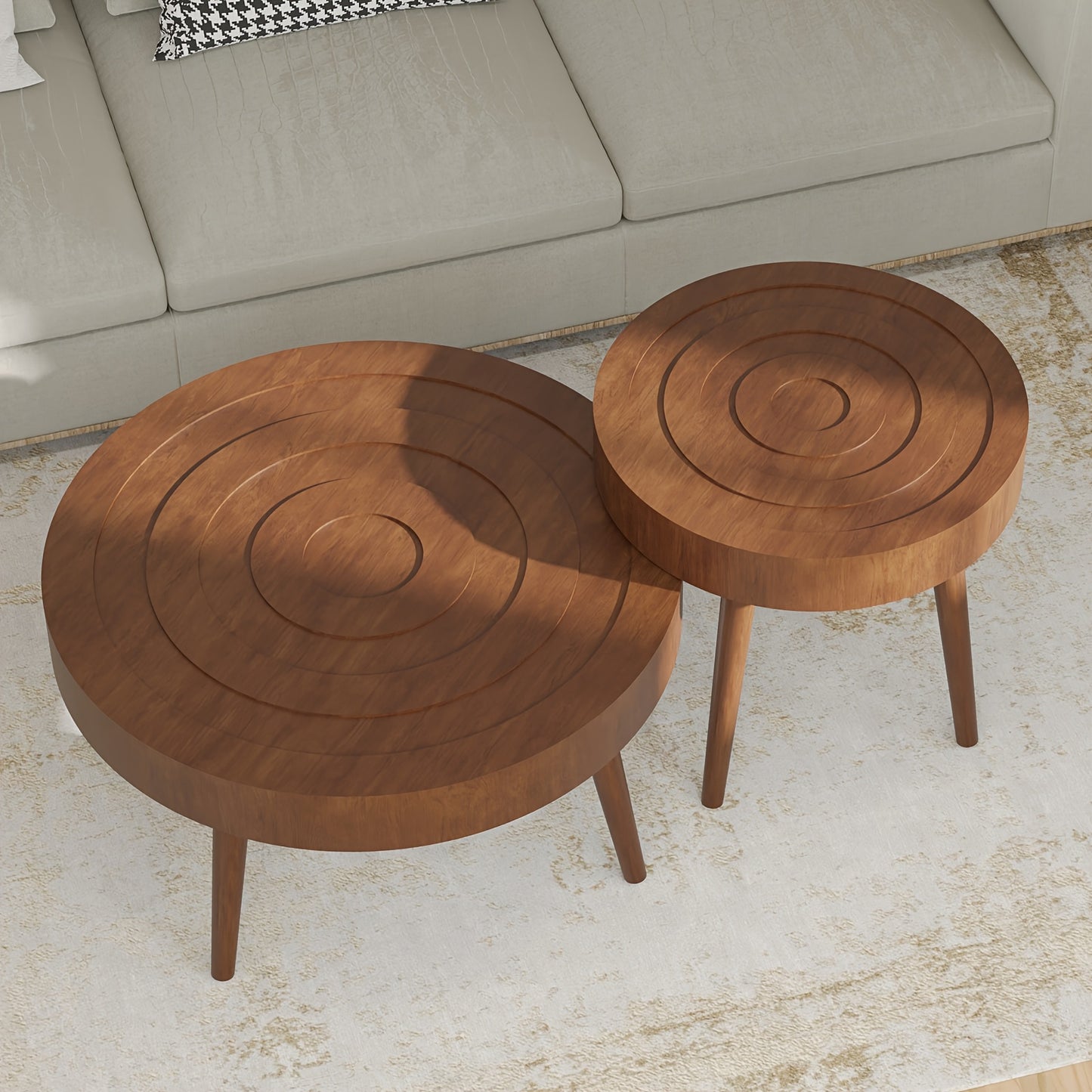 Round Nesting Coffee Table Set (2-Piece) – 31.5” & 21.8” Modern Side Tables