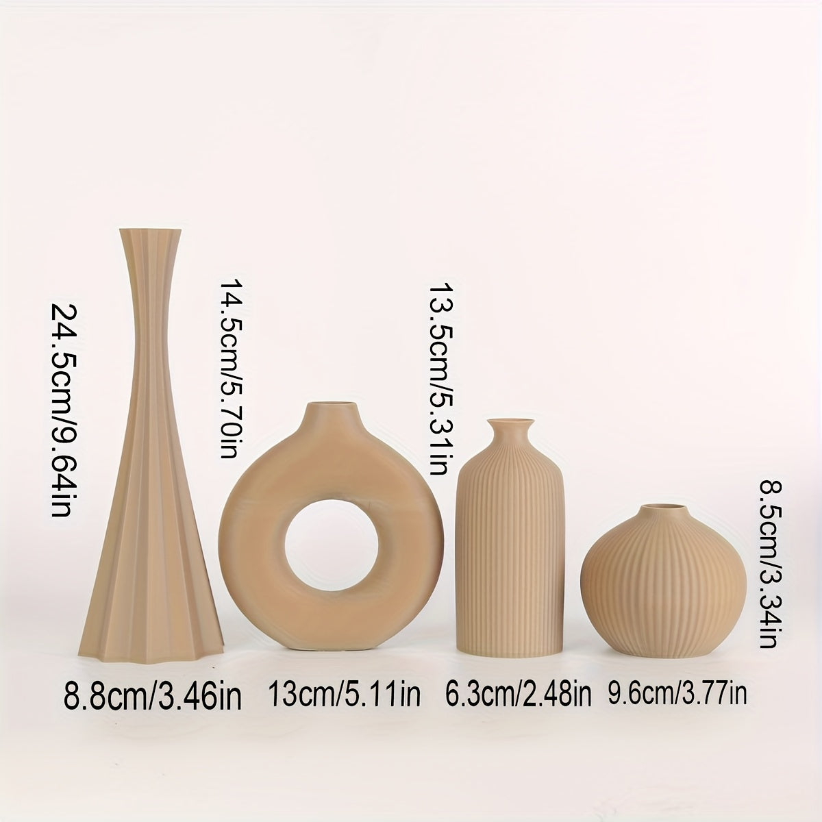 [Bohemian Vase] 4pcs Bohemian Style Vase Set | Round Plastic Vase for Dry Flower Bouquets, Home and Office Desktop Decoration, Holiday Gifts