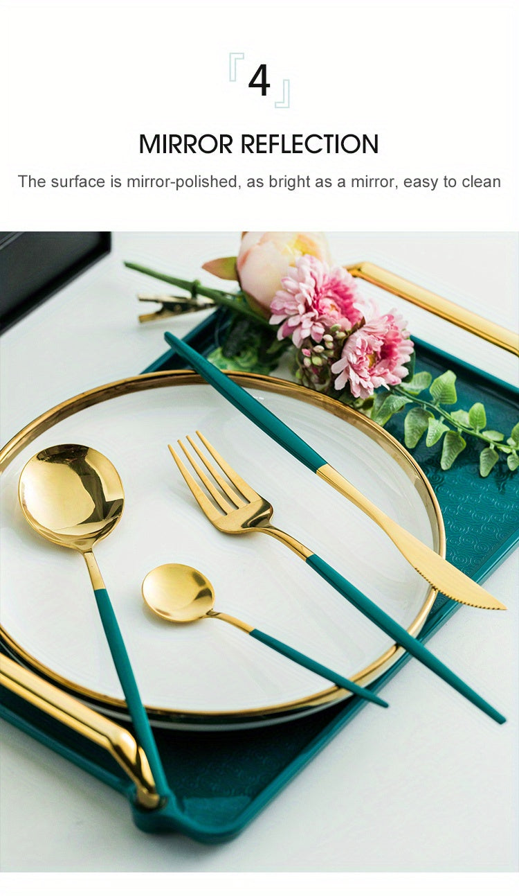 24pcs Stainless Steel Cutlery Set | KEMORELA Luxury Kitchen Cutlery Dishwasher Safe, 304 Stainless Steel