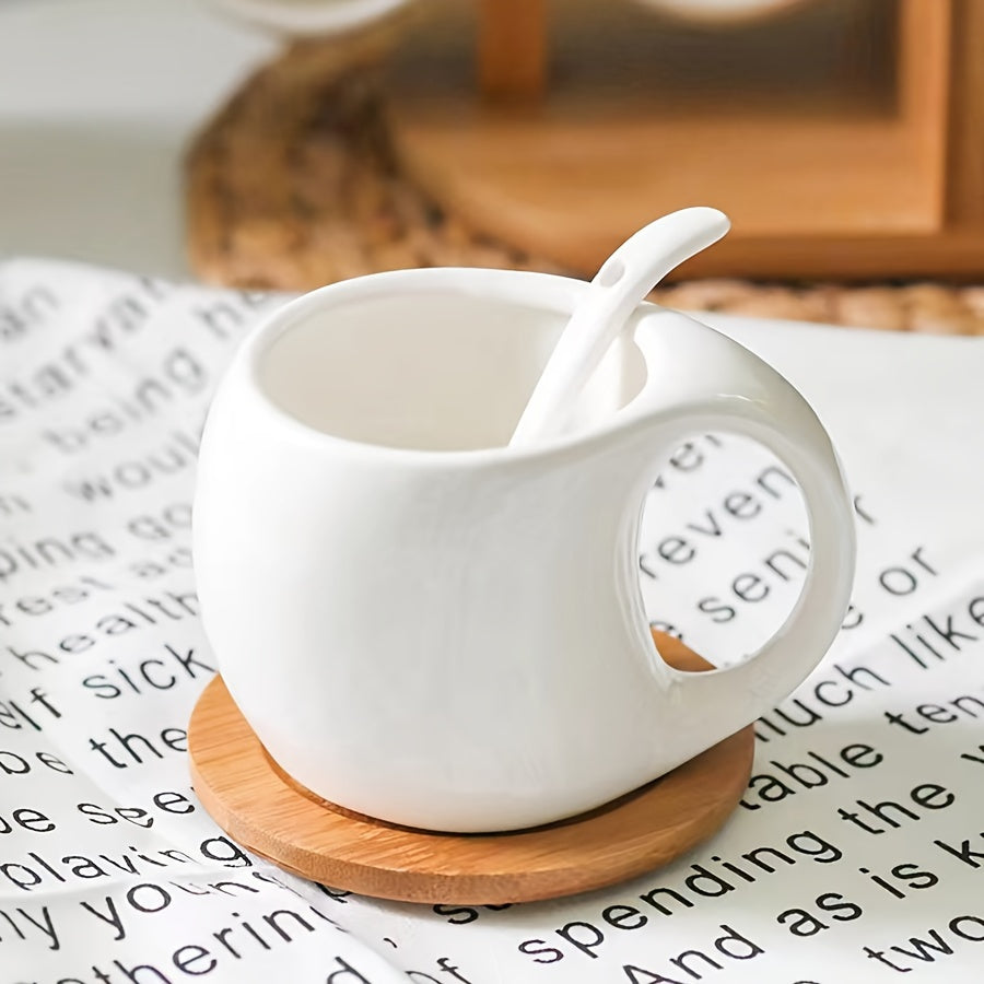 [Coffee and Saucer] Concentrated Coffee and Saucer with Handle, Suitable for Coffee Drinks, Latte, Cappuccino, Mocha, 4oz Coffee, Ideal for Cafes and Parties, White