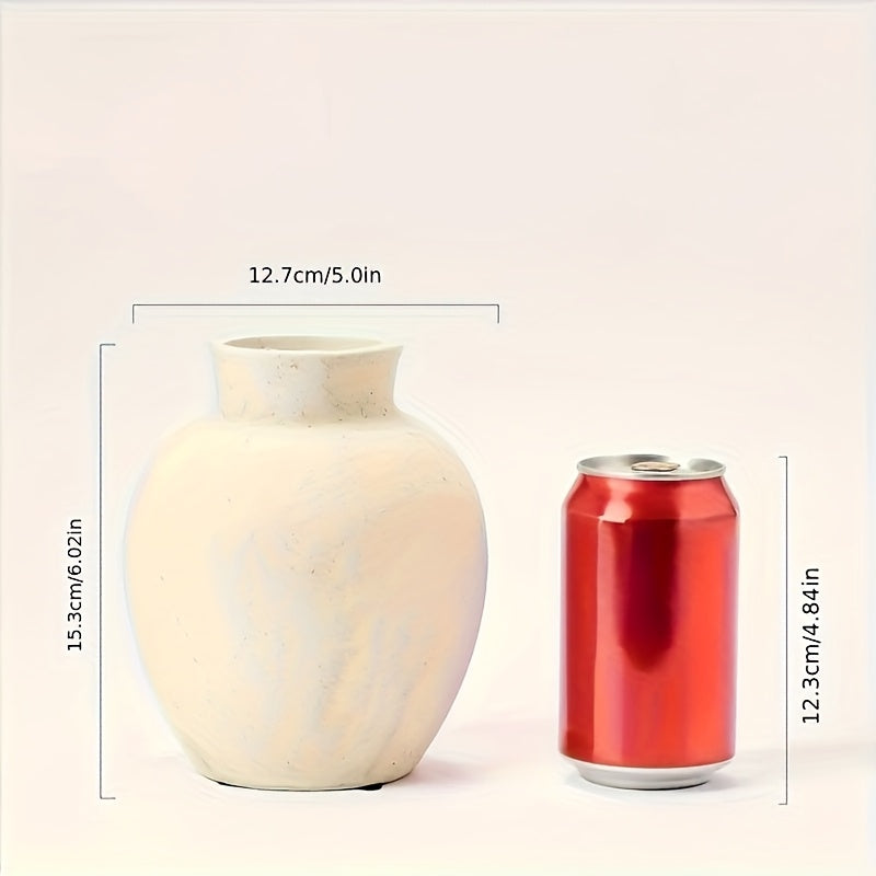 Handcrafted Boho Ceramic Vase | Cylindrical Shape with Unique Texture, White Inner Wall, Versatile for Wedding Decor, Living Room, and Bathroom, Ideal for Fresh and Dried Flowers