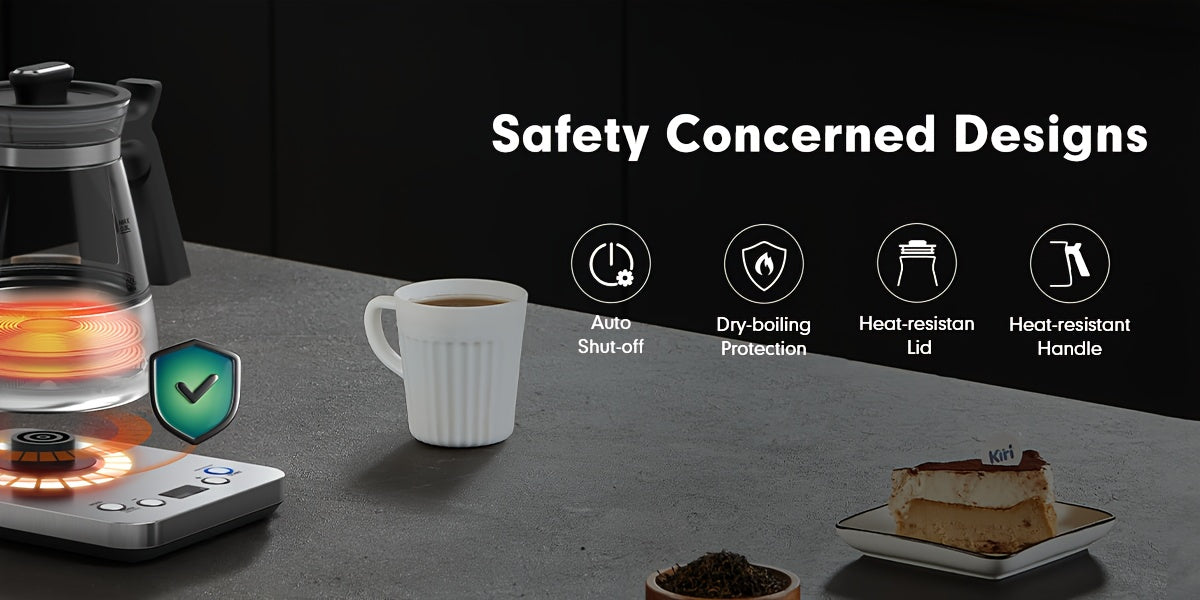 Electric Gooseneck Glass Kettle with Temperature Control, 1200W Rapid Boiling Electric Kettle for Pour-Over Tea Coffee, LCD Display, 1H Keep Warm, 0.8L, Silvery