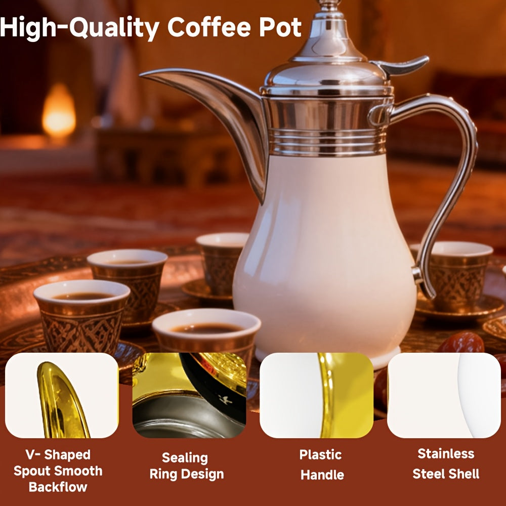 Middle Eastern Arabic Turkey-Inspired Stainless Steel Coffee Pot Dallah Pot Coffee Maker, Double-Wall Insulated Coffee Pot with Lid And Hand, Multiple Colors And Capacities Available for Women, Men, Guests, Best Gift Idea, Ki