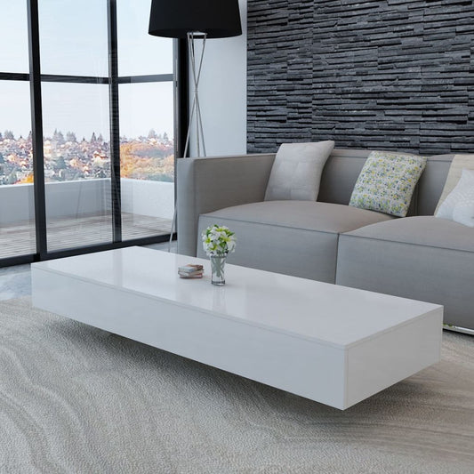 White High Gloss Rectangular Coffee Table with Modern Elegant Design