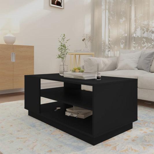 Black Engineered Wood Coffee Table 102x55x43 cm with Storage
