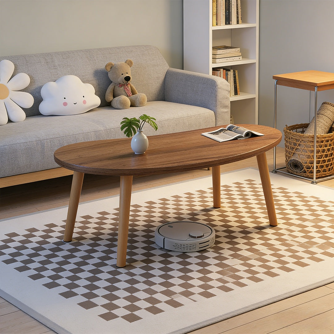 Minimalist Solid Wood Coffee Table – Natural Wood Grain Center Table
