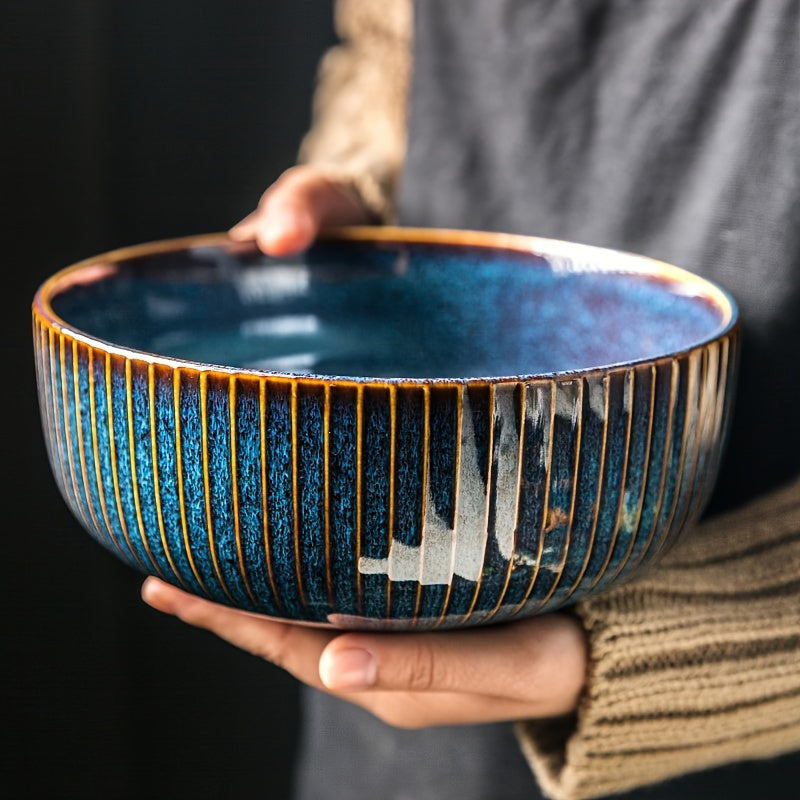 Blue Ceramic Pasta Bowl Set (2-Piece, 26oz, 6") – Microwave & Dishwasher Safe