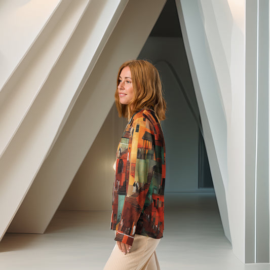 Tetrix City Layers Collage – All-Over Print Women’s Long Sleeve Pajama Top