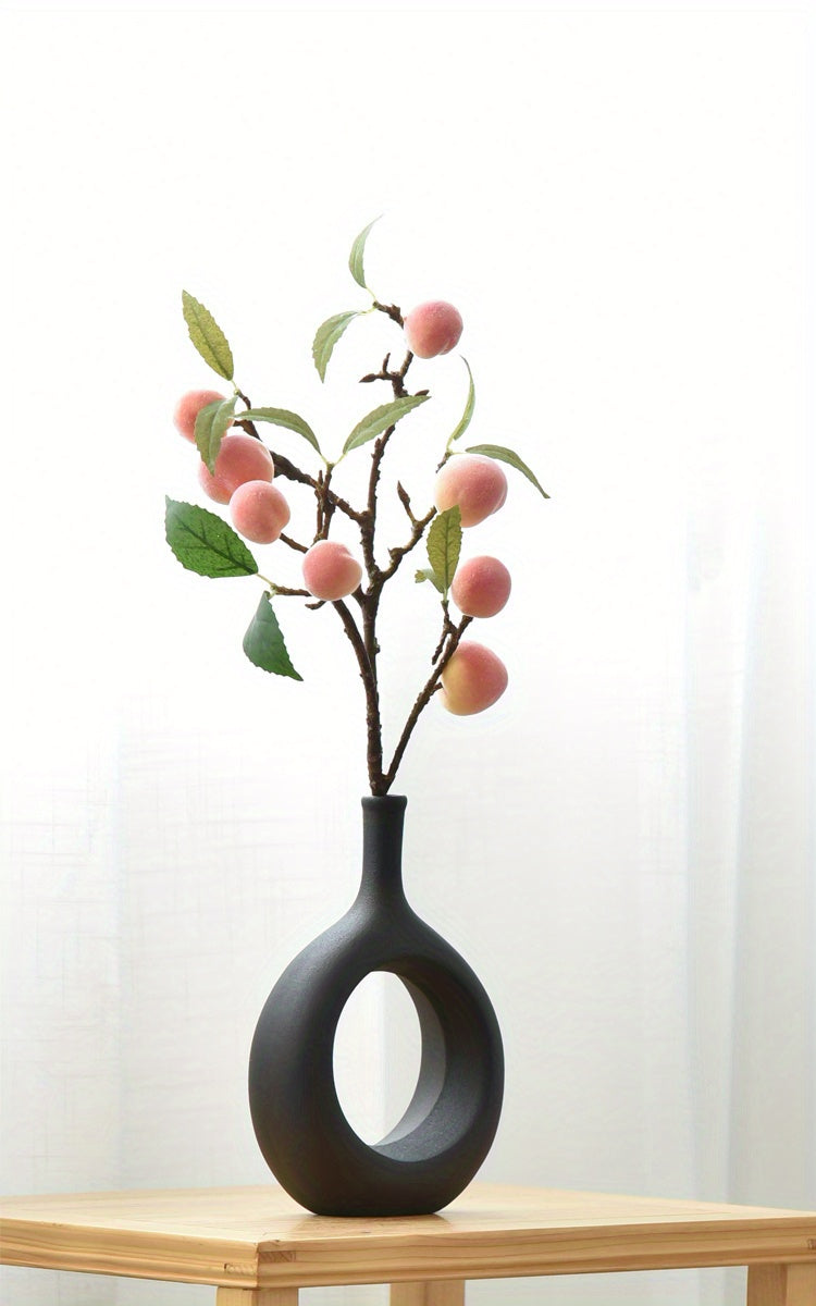 2pcs Ceramic Flower Vase, Hollow Oval Vase For Home Décor Office Decoration, Modern Geometric Vases Figurines Ornament For Living Room Bedroom Dining Table