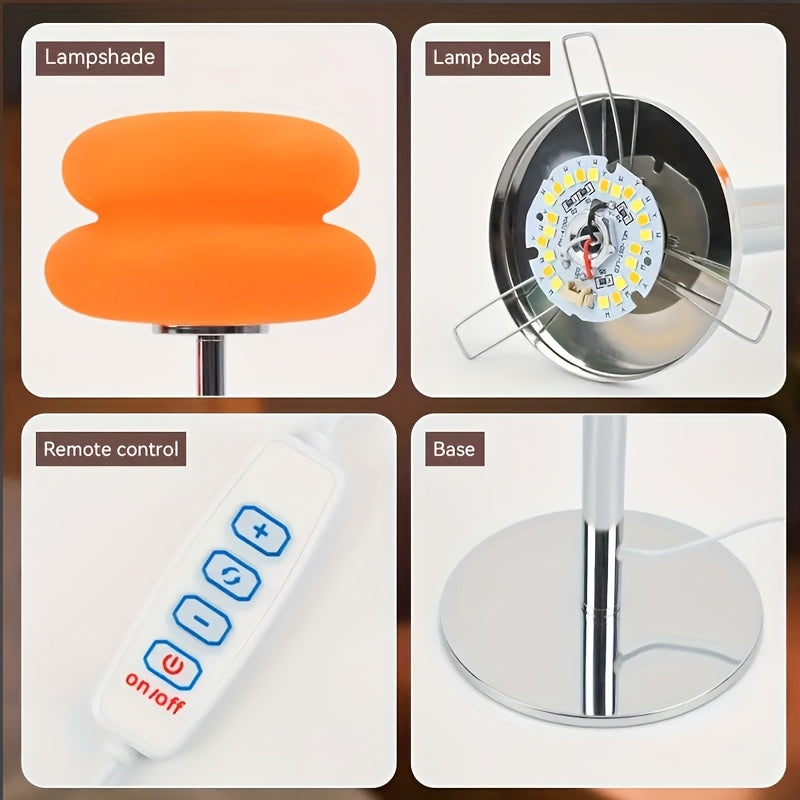 Modern Dimmable USB Powered Burger Table Lamp, Metal Base - Warm Ambient Light for Living Room, Bedroom, Home Office - Ideal Choice for Night Lights, Desk Decorations, and Bedside Lamps