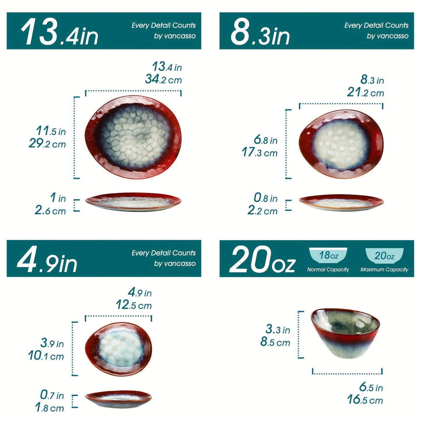 Irregular Oval Dinnerware Set (11-Piece) – Serving Platter, Dessert Plates, Bowls & Saucers