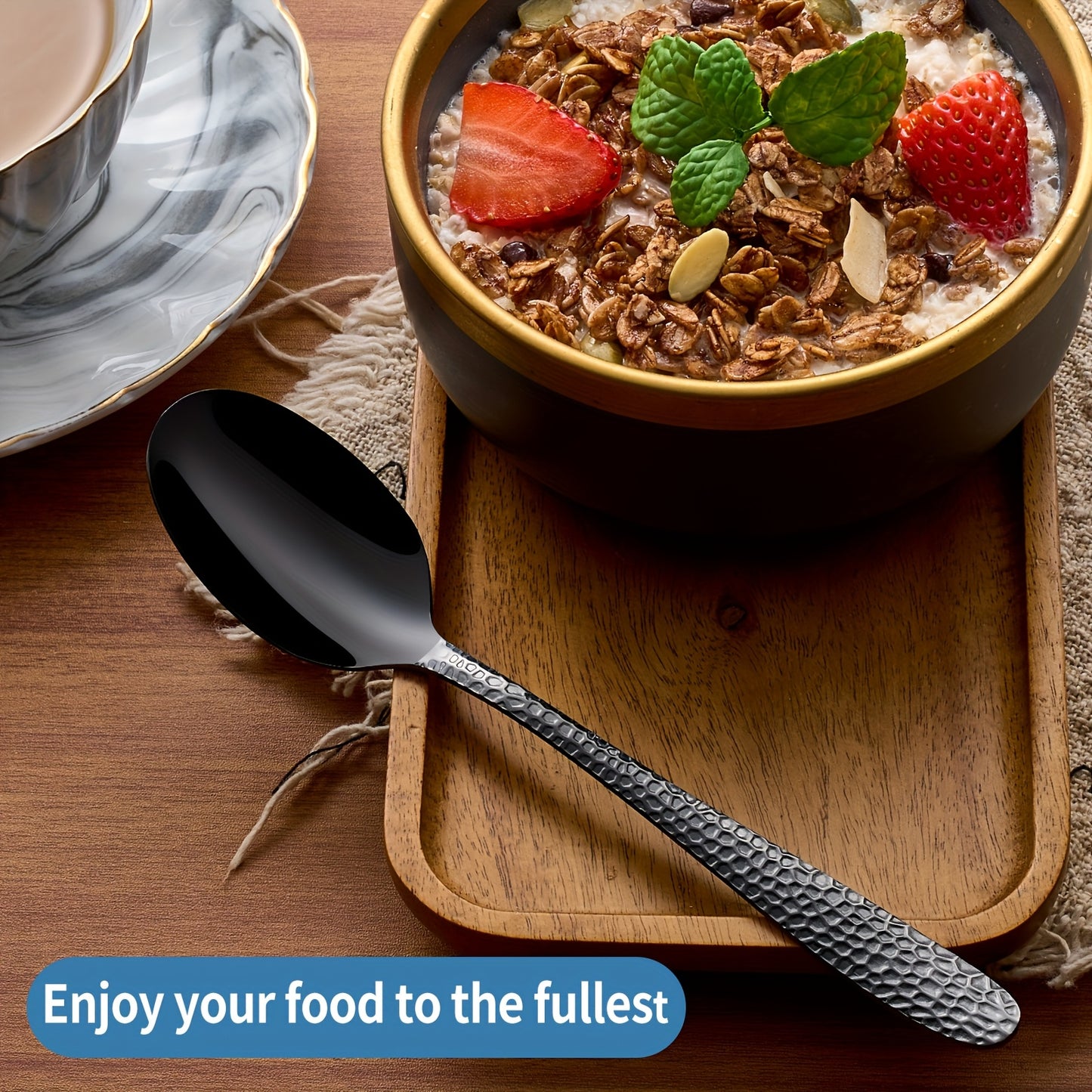 36/5pcs Of Black Tableware Set - Hammer Pattern Design - Western Utensils Knife, Fork, Spoon, Highly Recommended For Use In Restaurants, Banquets, And Weddings - Suitable For Families Of 5-10 People, Dishwasher Safe, Hallowee