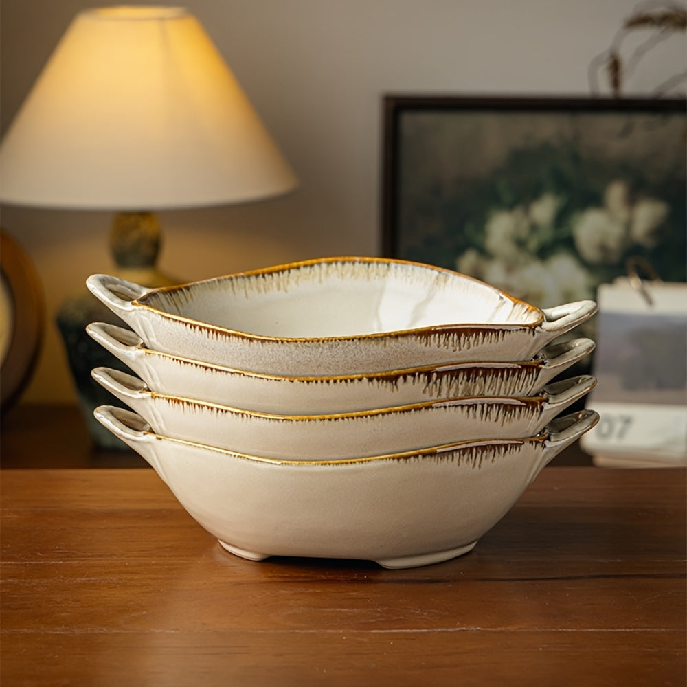 Handmade Ceramic Bowl Set (2-Pack) – Serving Bowls for Noodles, Salad & Dessert