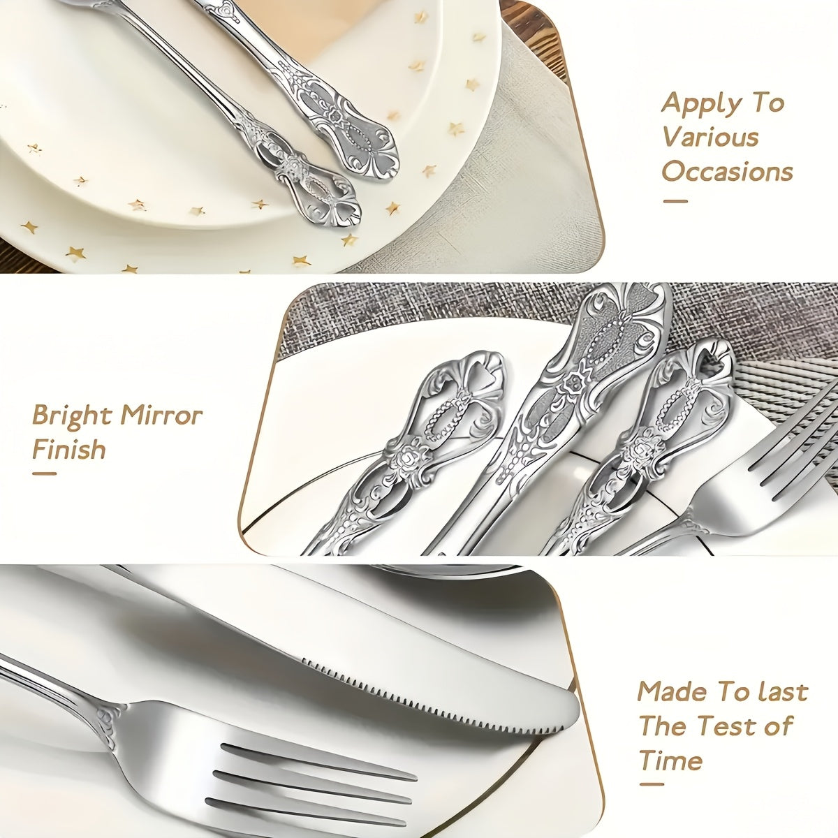 36pcs Premium Stainless Steel Cutlery Set - Shiny Finish, Dishwasher Safe Utensils for 6 - Ideal Present for Housewarming, Weddings, Christmas, Thanksgiving, And Valentine'S Day