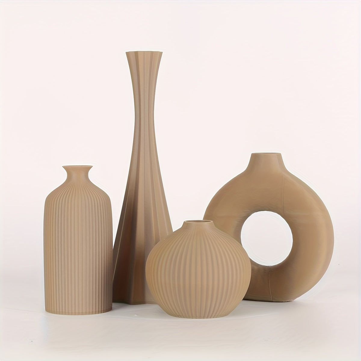 [Bohemian Vase] 4pcs Bohemian Style Vase Set | Round Plastic Vase for Dry Flower Bouquets, Home and Office Desktop Decoration, Holiday Gifts