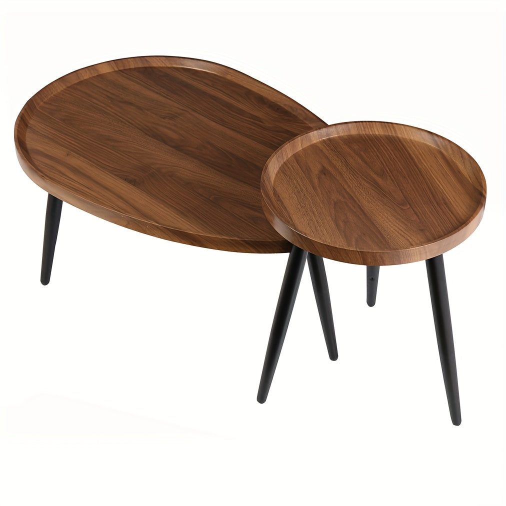 Nesting Coffee Table Set (2-Piece) – Round & Oval Side Tables