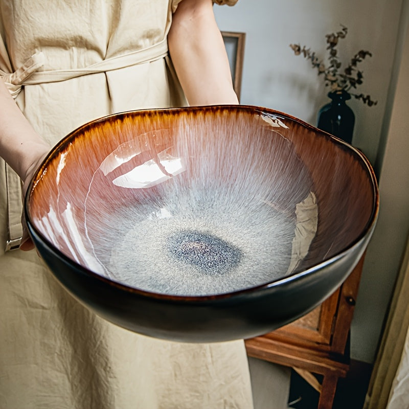 Azure Flame Asymmetrical Ramen Bowl (1 Piece) – Extra-Thick Restaurant-Grade Ceramic