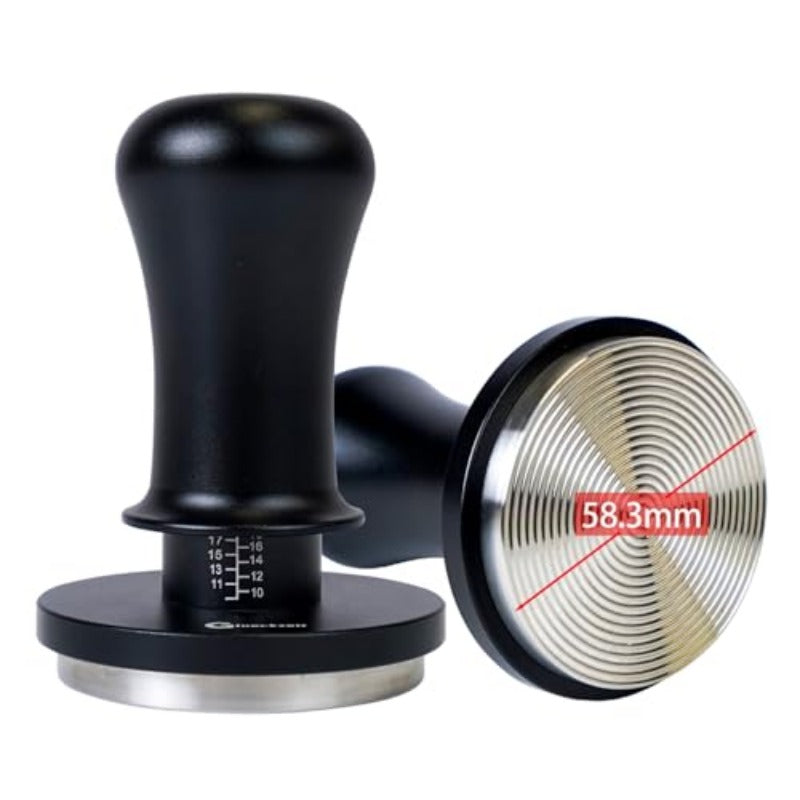 58.35Mm Glueckzeit Espresso Tamper For Breville | 30Lb Calibrated 2-Spring Loaded Coffee Tamper With Stand And Ripple Base - Black