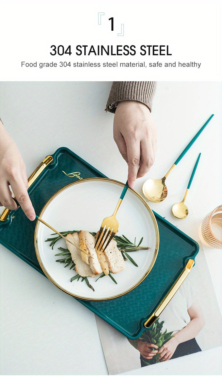 24pcs Stainless Steel Cutlery Set | KEMORELA Luxury Kitchen Cutlery Dishwasher Safe, 304 Stainless Steel