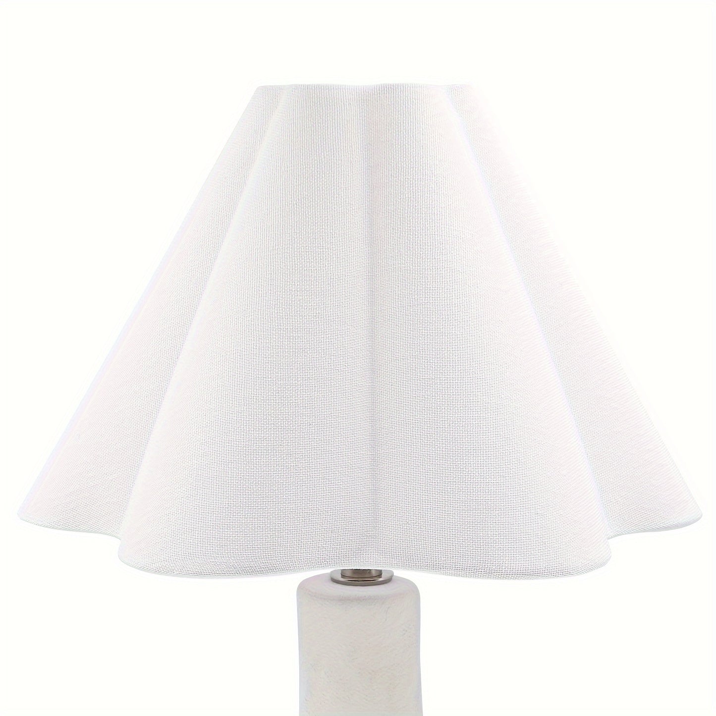 16" Minimalist Ceramic Small Table Lamp, Playful White Wavy Linen Shade, E12 Socket, Handcrafted Accent Lamps for Living Room End Tables, Girl Bedroom Bedside, Dining Room, Kitchen (Bulb Not Included)