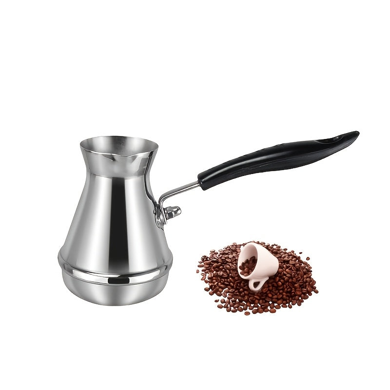 [Turkish Coffee Maker] 1pc Turkish Stainless Steel Coffee Maker with Long Handle - Heavy-Duty Turkish Coffee Pot, Suitable for Turkish Coffee, Tea, Milk Froth, & Hygienic